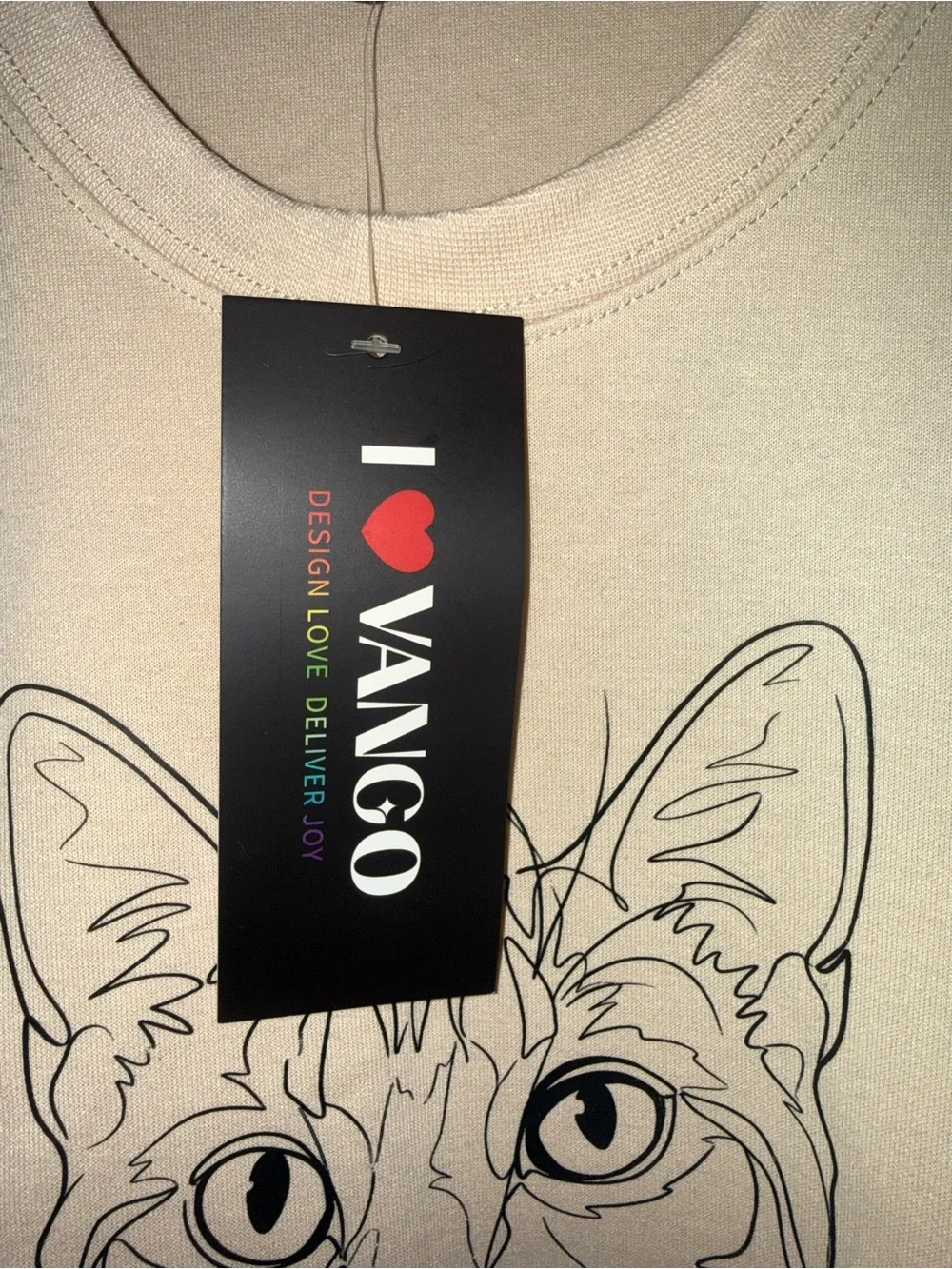 Vango Beige Cat Graphic Sweatshirt for Pets